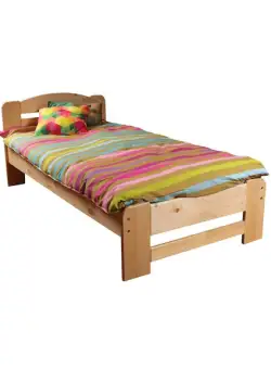 Pat Pumba 3/1, Lemn Masiv, Lacuit, Natur, Dimensiune Saltea 90 x 200 Cm
