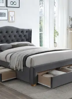 Pat tapitat catifea Aspen II Gri - 160 x 200 cm