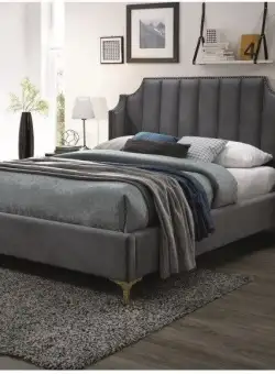 Pat tapitat cu catifea Monako – Gri – 160×200