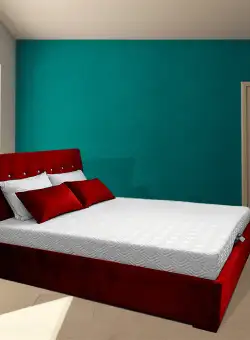 Pat tapitat Fynn, cu somiera si lada depozitare, 160x200