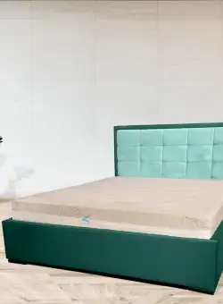 Pat tapitat, Heinz, somiera si lada depozitare, 180x200