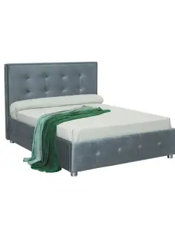 Pat tapitat LUXOR, 140x200 cm, cu sezut rabatabil, spatiu depozitare, albastru deschis