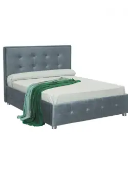 Pat tapitat LUXOR, 180x200 cm, cu sezut rabatabil, spatiu depozitare, albastru deschis