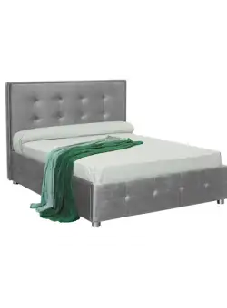 Pat tapitat LUXOR, 180x200 cm, cu sezut rabatabil, spatiu depozitare, gri deschis