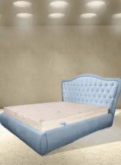 Pat tapitat, Moritz, cu somiera si lada depozitare, 180x200