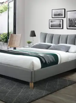 Pat tapitat piele ecologica Sandy 2 gri – 160×200 cm