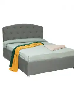 Pat tapitat REGAL, 160x200 cm, cu somiera rabatabila, spatiu depozitare, gri deschis
