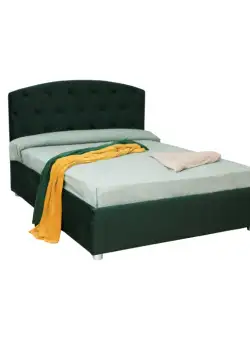 Pat tapitat REGAL, 160x200 cm, cu somiera rabatabila, spatiu depozitare, verde inchis