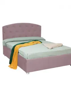 Pat tapitat REGAL, 180x200 cm, cu somiera rabatabila, spatiu depozitare, mov deschis