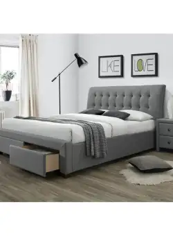 Pat tapitat stofa Percy gri - 160x200 cm