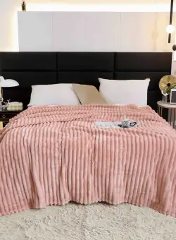 Patura catifelata Cocolino cu Dungi, Model Uni, 200 x 230cm