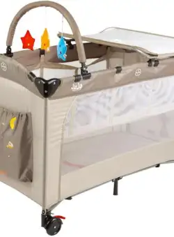 Patut pliant Juju Sleepy Baby Sweet Dreams, 2 nivele (Bej)