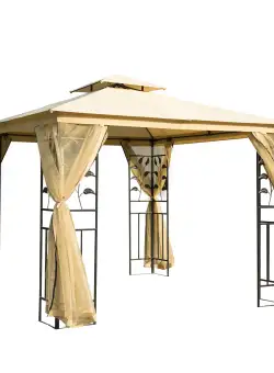 Pavilion de gradina de lux Outsunny 3x3 m, galben | Aosom RO