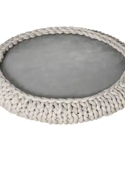 PawHut Culcuș Moale pentru Animale de Companie, Rotund cu Margini Înalte, Pernă Confortabilă, Efect de Catifea, Φ93x15cm, Gri | Aosom Romania