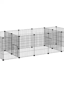 PawHut Cusca pentru Animale Mici, Tarc Modular din 18 Piese, Oțel, 175x70x45 cm | Aosom Romania