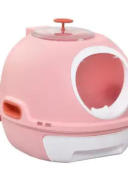 PawHut Litieră Pisici Capac, Acoperită, Tavă Detașabilă, 2 Intrări, Lopățică, 47x55x44cm, Roz | Aosom Romania