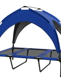 PawHut Pat Înălțat Racoritor pentru Câini, Design Portabil, Ideal pentru Vară, cu Plasă Respirabilă, 106x76x94cm, Albastru Închis | Aosom Romania