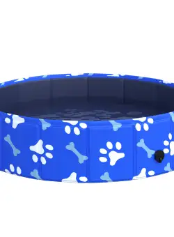 PawHut Piscina Rigidă pentru Câini de Talie Mică 25kg din Plastic Dur și Anti alunecare pentru Grădină sau Spații Interioare, Albastră Φ80x20cm