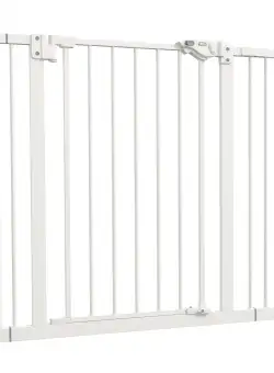 PawHut Poartă Extensibilă pentru Câini fără Șuruburi, Poartă de Siguranță Reglabilă cu 2 Extensii, 94-100 cm, Alb