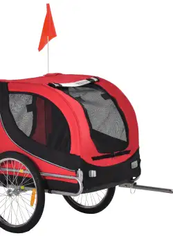 PawHut Remorcă Bicicletă pentru Câini și Animale Domestice, Roșu și Negru, 130 x 90 x 110cm