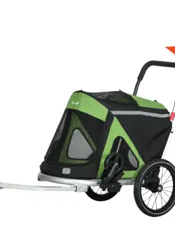 PawHut Remorcă și Cărucior 2 în 1 pentru Câini Bicicletă Pliabil Cadru Aluminiu Lesa Siguranță Covor Antiderapant Reflectoare | Aosom Romania
