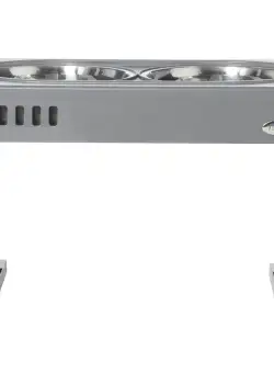 PawHut Set 2 Boluri pentru Caini de 1.2L cu Picioare Detasabile, Bol pentru Caini, Inaltat din ABS si Otel, 44x27.7x28 cm, Gri si Argintiu