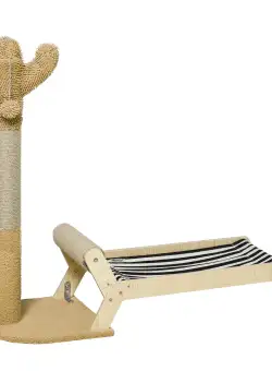 PawHut Stâlp de Zgâriat 2 în 1 cu Pat pentru Pisici Sub 5kg, Stâlp Rotativ și Minge Suspendată, 88.5x31.5x76.5cm, Maro | Aosom Romania