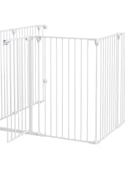 PawHut Tarc de Joaca 2-in-1 Multifunctional cu Poarta de Siguranta pentru Animale de Companie 6 Panouri Tarc cu Usa 100cm Inaltime Alb | Aosom Romania