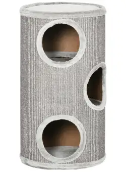 PawHut Turn Sisal pentru Pisici, Ansamblu cu Platforme Înveliș Moale, Φ38x70 cm, Gri | Aosom Romania