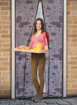 Perdea anti-tantari pt. usi cu inchidere magnetica 100 x 210 cm, Model fluturi violeti