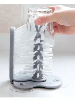 Perie dubla pentru spalat pahare, fixare cu ventuza