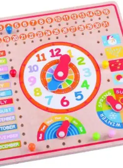 Plansa cu activitati BigJigs BJ526, Calendar luni, zile, data si ora