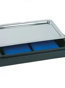 Platou inox rectangular cu capac negru 44 x 32 x 20.5 cm APS