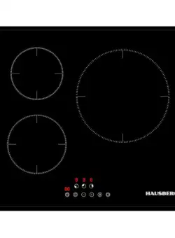 Plita incorporabila cu inductie Hausberg HB-1530, 3 zone de gatit, PowerBoost, 60 cm, negru