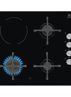 Plita Vitroceramica Electrolux EGE6182NOK, Plita Mixta, 4 Zone De Gatit, Negru, 60 Cm