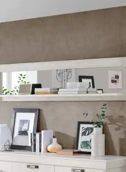 Polita Cu Oglinda Kashmir, Alb Antichizat, 177.7 Cm