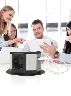 Prelungitor de birou camuflat cu 3 prize si iesiri USB