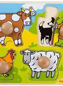 Primul meu puzzle BigJigs BJ520 4 animale domestice (Multicolor)