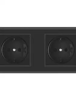 Priza Techstar® PC2, Dubla, Culoare Negru, Policarbonat, 16A