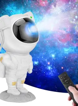 Proiector In Forma de Astronaut Permite Proiectarea Stelelor sau Galaxiilor, Alb