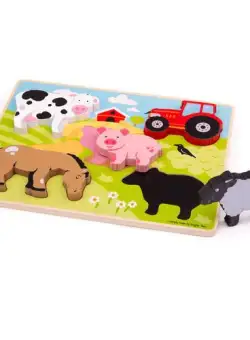 Puzzle din lemn - In ograda