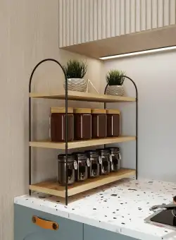 Raft De Bucatarie Hamm cu 3 Rafturi, Stejar, 45 X 42 X 17 Cm