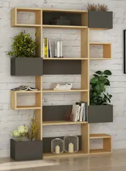 Raft de carti Niho stejar / antracit