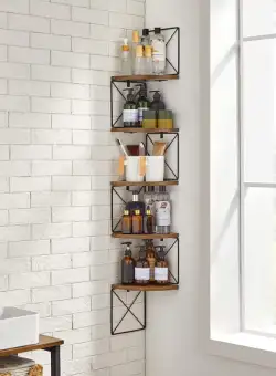 Raft De Colt Cu 5 Niveluri, Maro Rustic Si Negru