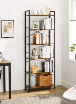 Raft De Depozitare Cu 6 Niveluri, Vintage Maro Si Negru, 66 Cm