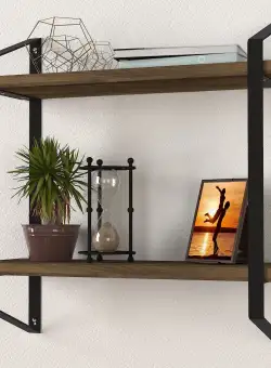 Raft de perete Devon Orta, Nuc, 45x47x14,5 cm