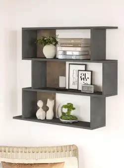 Raft de Perete Leni cu 3 etaje, Alb - Gri, 104 x 88 x 22 cm