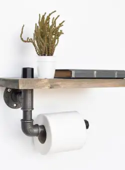 Raft de perete model teava , Negru, 30x14x12 cm