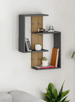 Raft de perete Paranoid antracit / stejar