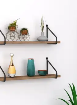 Raft de perete Reco, 2 Rafturi, Stejar, 60 x 2 x 12 cm